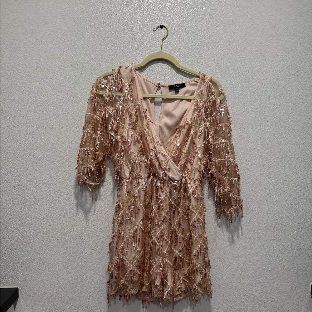Lulu's Blush Sequin Embellished Dress